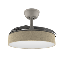 EnergySilence Aero 3666 Invisible Textile Ventilador de Techo de 30W DC con 6 Velocidades, Aspas Retráctiles, Mando a Distancia y Luz LED con 3 Intensidades y diámetro de 36".