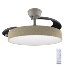 EnergySilence Aero 4222 Invisible Textile Ventilador de Techo de 30W DC con 6 Velocidades, Aspas Retráctiles, Mando a Distancia y Luz LED con 3 Intensidades y diámetro de 42".