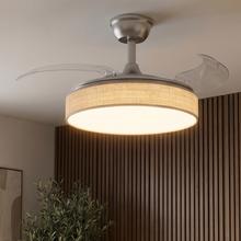 EnergySilence Aero 4222 Invisible Textile Ventilador de Techo de 30W DC con 6 Velocidades, Aspas Retráctiles, Mando a Distancia y Luz LED con 3 Intensidades y diámetro de 42".