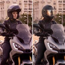 FlexShield Casco motocicleta M Casco modular abatible con homologación ECE 22.06 y doble certificación P/J para uso integral o jet. Fabricado en resina termoplástica, con visor antiarañazos, visor solar ajustable, sistema de cierre micrométrico y acolchados desmontables y lavables. Bolsa y caja incluidos.