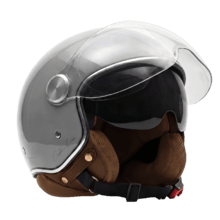 Capacete para motocicleta UrbanShield Jet: Capacete estilo jet com casco duplo em ABS, viseira solar integrada e design ventilado. Ideal para deslocamentos urbanos, com interior confortável e fácil manutenção.