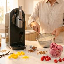 Twist&Ice Cream B Máquina de granizados y helados de 1.5 L con control táctil, 9 modos, refrigeración adaptable y diseño ergonómico con boquilla sin goteo.