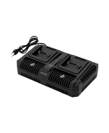 Cargador rápido doble NEX21 2nd generation Cargador rápido de sobremesa doble. Compatible con baterías NEX21V de la gama de herramientas Cecotec 21V. Indicadores luminosos del estado de cargas.