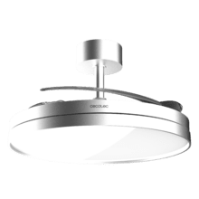 EnergySilence Aero 2440 Invisible Pure Steel Ventilador de techo con 3 aspas retráctiles, con motor DC de 30 W, iluminación LED, temporizador hasta 6 horas, función winter-summer, 6 velocidades, mando a distancia.