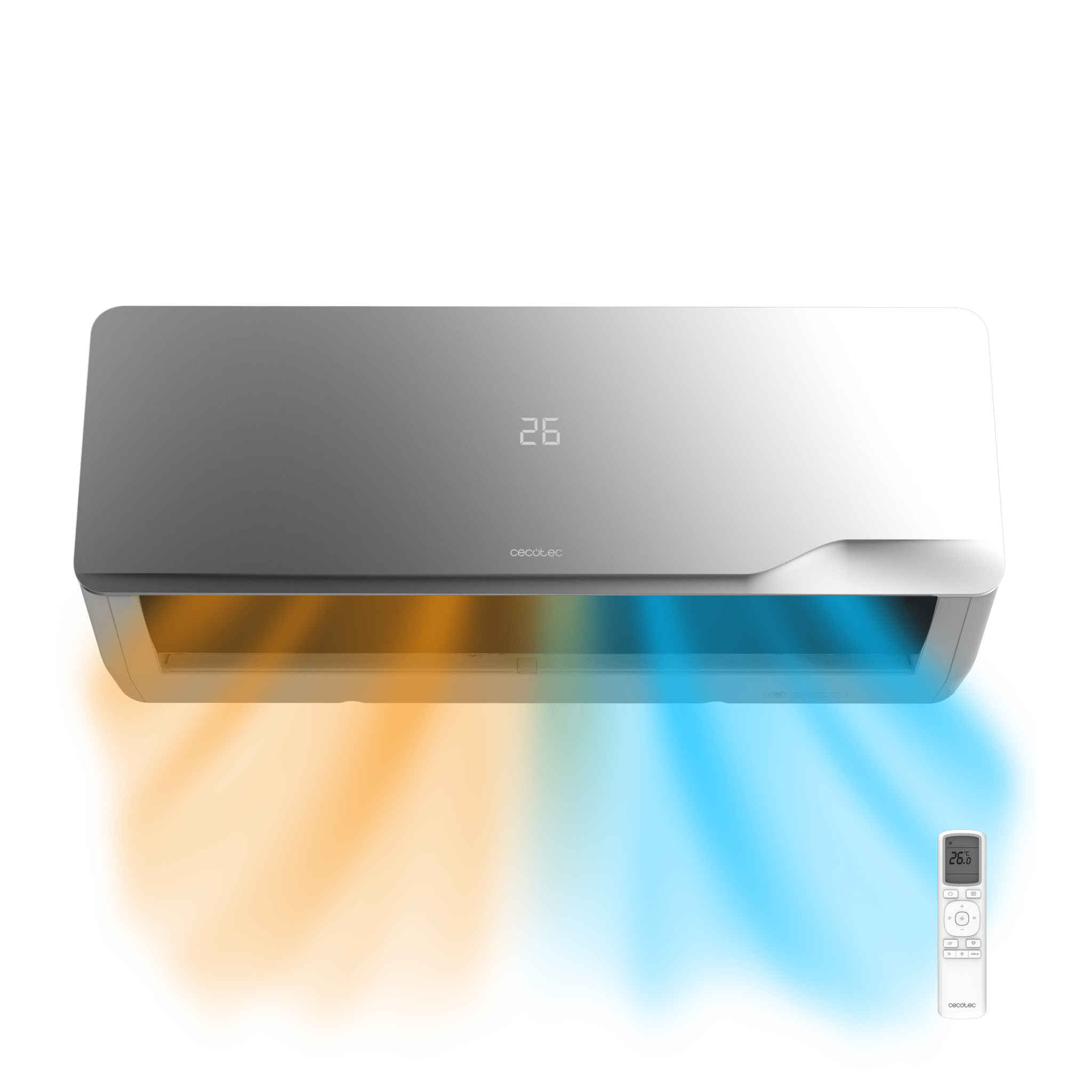 AirClima 9000 WindFlow Climatiseur split avec 9000 BTU et pompe à chaleur, télécommande sans fil et écran LED.