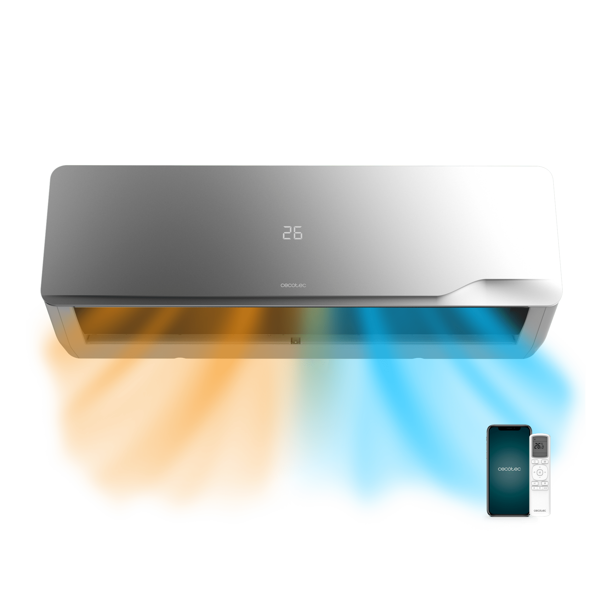 AirClima 12000 Wind Connected Condizionatore split da 12000 BTU con pompa di calore, telecomando, display LED e Wi-Fi.