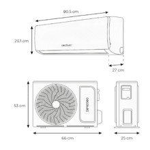 AirClima 12000 Wind Connected Aire acondicionado split de 12000 BTU con bomba de calor, mando a distancia, pantalla LED y WIFI.