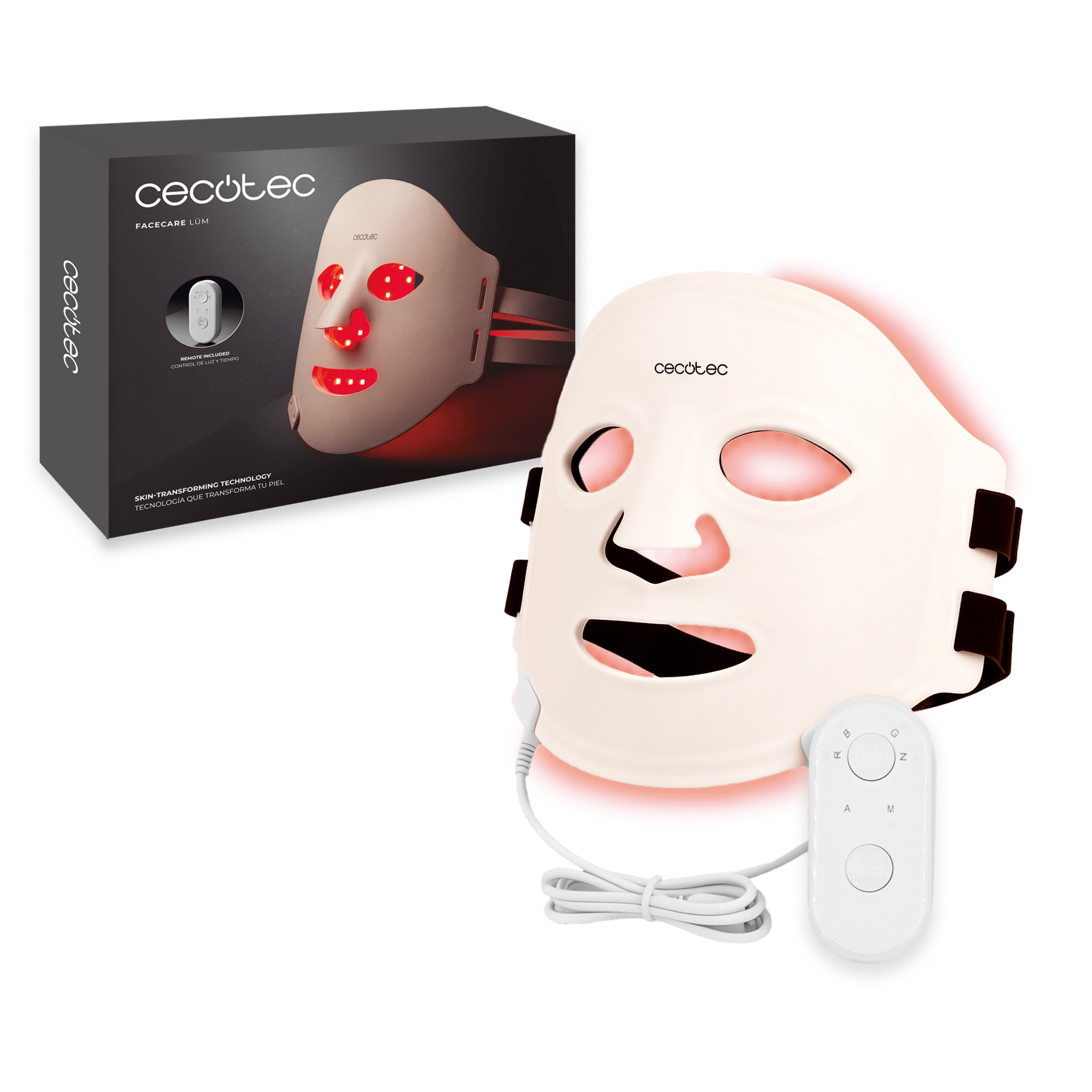 FaceCare LÜMLED-Gesichtsmaske mit 9 Farben und Funktionen, Infrarot, 360 Lichtpunkten und medizinischem Silikon.