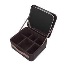 FaceCare Travel Mirror. Neceser de Maquillaje de Viaje con Espejo LED Extraíble y Luces Ajustables, Bolsa Organizadora de Cosméticos Portátil con Separadores Modulares, Compartimento para Brochas y Función Tocador