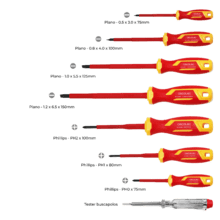 HardGyro 11 SafeVolt Magnetic Set de destornilladores VDE aislados para uso en electricidad, en estuche, con magnetizador, buscapolos y cinta aislante.