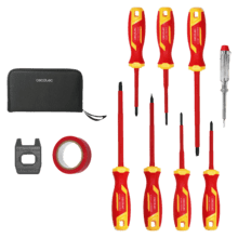 HardGyro 11 SafeVolt Magnetic Set de destornilladores VDE aislados para uso en electricidad, en estuche, con magnetizador, buscapolos y cinta aislante.