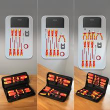 HardGyro 15 SafeVolt Magnetic Set de destornilladores y alicates VDE aislados para uso en electricidad, en estuche, con pelacables, buscapolos, magnetizador y cinta aislante.
