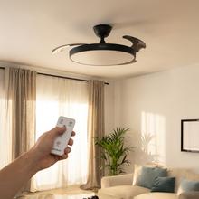 EnergySilence Aero 300 Air Invisible Black Ventilador de techo con 3 aspas retráctiles, con motor DC de 30 W, iluminación LED, temporizador hasta 4 horas, función winter-summer, 6 velocidades, mando a distancia.