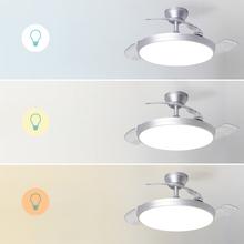 EnergySilence Aero 300 Air Invisible Silver Ventilador de techo con 3 aspas retráctiles, con motor DC de 30 W, iluminación LED, temporizador hasta 4 horas, función winter-summer, 6 velocidades, mando a distancia.