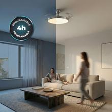 EnergySilence Aero 300 Air Invisible Silver Ventilador de techo con 3 aspas retráctiles, con motor DC de 30 W, iluminación LED, temporizador hasta 4 horas, función winter-summer, 6 velocidades, mando a distancia.