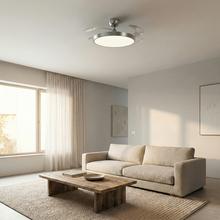 EnergySilence Aero 300 Air Invisible Silver Ventilador de techo con 3 aspas retráctiles, con motor DC de 30 W, iluminación LED, temporizador hasta 4 horas, función winter-summer, 6 velocidades, mando a distancia.