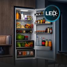 Bolero CoolMarket Combi FD 450 Elite Inox DRéfrigérateur-congélateur, MAX INSIDE avec VIP Tech, Cool Matrix, Fresh Flex (tiroir variable à 6 températures avec contrôle de l'humidité), Total NoFrost, compresseur Inverter Plus, Multi AirFlow, 450 L, 201×59,5×68 cm, fonctions Fast Cooling et Fast Freezing, mode Smart, Green HUB XL, écran extérieur, porte-bouteilles, clayettes en verre, design avec éclairage SkyLight (intérieur gris avec LED) et classe énergétique D.