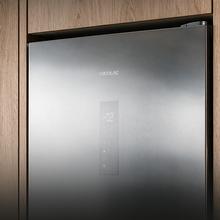 Bolero CoolMarket Combi FD 450 Elite Inox DRéfrigérateur-congélateur, MAX INSIDE avec VIP Tech, Cool Matrix, Fresh Flex (tiroir variable à 6 températures avec contrôle de l'humidité), Total NoFrost, compresseur Inverter Plus, Multi AirFlow, 450 L, 201×59,5×68 cm, fonctions Fast Cooling et Fast Freezing, mode Smart, Green HUB XL, écran extérieur, porte-bouteilles, clayettes en verre, design avec éclairage SkyLight (intérieur gris avec LED) et classe énergétique D.
