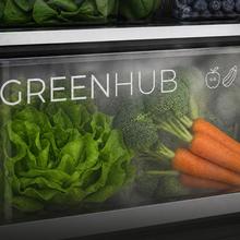 Bolero CoolMarket Combi FD 450 Elite Inox DRéfrigérateur-congélateur, MAX INSIDE avec VIP Tech, Cool Matrix, Fresh Flex (tiroir variable à 6 températures avec contrôle de l'humidité), Total NoFrost, compresseur Inverter Plus, Multi AirFlow, 450 L, 201×59,5×68 cm, fonctions Fast Cooling et Fast Freezing, mode Smart, Green HUB XL, écran extérieur, porte-bouteilles, clayettes en verre, design avec éclairage SkyLight (intérieur gris avec LED) et classe énergétique D.