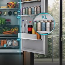 Bolero CoolMarket Combi FD 450 Elite Inox DRéfrigérateur-congélateur, MAX INSIDE avec VIP Tech, Cool Matrix, Fresh Flex (tiroir variable à 6 températures avec contrôle de l'humidité), Total NoFrost, compresseur Inverter Plus, Multi AirFlow, 450 L, 201×59,5×68 cm, fonctions Fast Cooling et Fast Freezing, mode Smart, Green HUB XL, écran extérieur, porte-bouteilles, clayettes en verre, design avec éclairage SkyLight (intérieur gris avec LED) et classe énergétique D.
