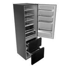 Bolero CoolMarket Combi FD 450 Elite Black Glass D. Frigorífico Combi, MAX INSIDE con VIP Tech, Cool Matrix, Fresh Flex (cajón variable 6 temperaturas con control de humedad), Total NoFrost, Compresor Inverter Plus, Multi AirFlow, 450 L, 201×59,5×68 cm, funciones Fast Cooling y Fast Freezing, Modo Smart, Green HUB XL, Display exterior, Botellero, Bandejas de cristal y Clase energética D