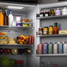 Bolero CoolMarket Combi FD 450 Elite Black Glass DRéfrigérateur-congélateur, MAX INSIDE avec VIP Tech, Cool Matrix, Fresh Flex (tiroir variable à 6 températures avec contrôle de l'humidité), Total NoFrost, compresseur Inverter Plus, Multi AirFlow, 450 L, 201×59,5×68 cm, fonctions Fast Cooling et Fast Freezing, mode Smart, Green HUB XL, écran extérieur, porte-bouteilles, clayettes en verre et classe énergétique D.