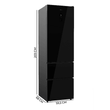 Bolero CoolMarket Combi FD 450 Elite Black Glass D. Frigorífico Combi, MAX INSIDE con VIP Tech, Cool Matrix, Fresh Flex (cajón variable 6 temperaturas con control de humedad), Total NoFrost, Compresor Inverter Plus, Multi AirFlow, 450 L, 201×59,5×68 cm, funciones Fast Cooling y Fast Freezing, Modo Smart, Green HUB XL, Display exterior, Botellero, Bandejas de cristal y Clase energética D