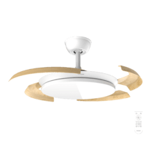 EnergySilence Aero 4500 Puzzle Invisible White&LightWood Ventilatore da soffitto con pale a scomparsa, motore DC da 30 W, diametro 42", luce LED, telecomando, timer fino a 4 ore e funzione estate/inverno.
