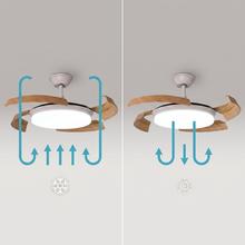 EnergySilence Aero 4500 Puzzle Invisible White&LightWood Ventilador de techo con aspas retráctiles, motor DC de 30 W, diámetro de 42", luz LED, mando a distancia, temporizador de hasta 4 horas y función verano/invierno.