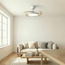 EnergySilence Aero 4500 Puzzle Invisible White&LightWood Ventilatore da soffitto con pale a scomparsa, motore DC da 30 W, diametro 42", luce LED, telecomando, timer fino a 4 ore e funzione estate/inverno.