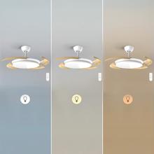 EnergySilence Aero 4500 Puzzle Invisible White&LightWood Ventilatore da soffitto con pale a scomparsa, motore DC da 30 W, diametro 42", luce LED, telecomando, timer fino a 4 ore e funzione estate/inverno.