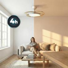 EnergySilence Aero 4500 Puzzle Invisible White&LightWood Ventilatore da soffitto con pale a scomparsa, motore DC da 30 W, diametro 42", luce LED, telecomando, timer fino a 4 ore e funzione estate/inverno.