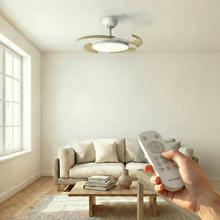 EnergySilence Aero 4500 Puzzle Invisible White&LightWood Ventilatore da soffitto con pale a scomparsa, motore DC da 30 W, diametro 42", luce LED, telecomando, timer fino a 4 ore e funzione estate/inverno.