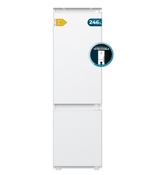 Bolero CoolMarket Combi BI-S DF 248 E. Frigorífico Combi Integrable 248L con Puerta Deslizante, Tecnología Cíclica, GREEN HUB, Alarma de Puerta, Clase E y 540×546×1780 mm