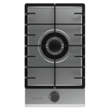 Bolero Squad GN 1200F Inox Placa de gas preparada para instalación a GAS NATURAL, acabado en acero inoxidable, parrillas individuales de hierro fundido, potencia de 3,5kW, quemador WOK triple corona, encendido eléctrico, sistema de seguridad de las válvulas, para gas natural y accesorio para la conversión de gas incluído.