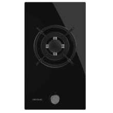 Bolero Squad GN 1200S Glass Black Placa de gas preparada para instalación a GAS NATURAL, acabado en acero inoxidable, parrilla completa de hierro fundido, potencia de 3,5kW, quemador WOK triple corona, encendido eléctrico, sistema de seguridad de las válvulas, para gas natural y accesorio para la conversión de gas incluído.