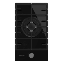 Bolero Squad GN 1200F Glass Black Placa de gas preparada para instalación a GAS NATURAL, acabado en cristal negro, parrilla completa de hierro fundido, potencia de 3,5kW, quemador WOK triple corona, encendido eléctrico, sistema de seguridad de las válvulas, para gas natural y accesorio para la conversión de gas incluído.