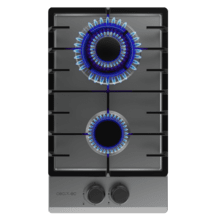 Bolero Squad GN 2200F Inox Placa de gas preparada para instalación a GAS NATURAL DE 2 FUEGOS, acabado en acero inoxidable, parrillas individuales de hierro fundido, potencia de 5,25kW, quemador WOK triple corona, encendido eléctrico, sistema de seguridad de las válvulas, para gas natural y accesorio para la conversión de gas incluído.