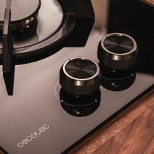 Bolero Squad GN 2200S Glass Black Placa de gas preparada para instalación a GAS NATURAL DE 2 FUEGOS, acabado en acero inoxidable, parrilla completa de hierro fundido, potencia de 5,25kW, quemador WOK triple corona, encendido eléctrico, sistema de seguridad de las válvulas, para gas natural y accesorio para la conversión de gas incluído.