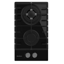 Bolero Squad GN 2200F Glass Black Placa de gas preparada para instalación a GAS NATURAL DE 2 FUEGOS, acabado en cristal negro, parrillas individuales de hierro fundido, potencia de 5,25kW, quemador WOK triple corona, encendido eléctrico, sistema de seguridad de las válvulas, para gas natural y accesorio para la conversión de gas incluído.