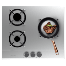 Bolero Squad GN 3200S Inox Placa de gas preparada para instalación a GAS NATURAL DE 3 FUEGOS, acabado en acero inoxidable, parrillas individuales de hierro fundido, potencia de 6,25kW, quemador WOK triple corona, encendido eléctrico, sistema de seguridad de las válvulas, para gas natural y accesorio para la conversión de gas incluído.