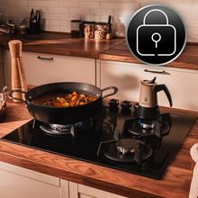 Bolero Squad GN 3200S Glass Black Placa de gas preparada para instalación a GAS NATURAL DE 3 FUEGOS, acabado en cristal negro, parrillas individuales de hierro fundido, potencia de 6,25kW, quemador WOK triple corona, encendido eléctrico, sistema de seguridad de las válvulas, para gas natural y accesorio para la conversión de gas incluído.