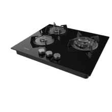 Bolero Squad GN 3200S Glass Black Placa de gas preparada para instalación a GAS NATURAL DE 3 FUEGOS, acabado en cristal negro, parrillas individuales de hierro fundido, potencia de 6,25kW, quemador WOK triple corona, encendido eléctrico, sistema de seguridad de las válvulas, para gas natural y accesorio para la conversión de gas incluído.