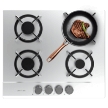 Bolero Squad GN 4200S Inox Placa de gas preparada para instalación a GAS NATURAL DE 4 FUEGOS, acabado en acero inoxidable, parrillas individuales de hierro fundido, potencia de 8kW, quemador WOK triple corona, encendido eléctrico, sistema de seguridad de las válvulas, para gas natural y accesorio para la conversión de gas incluído.