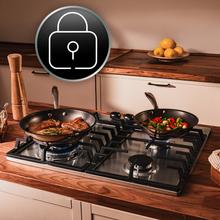 Bolero Squad GN 4200F Inox Placa de gas preparada para instalación a GAS NATURAL DE 4 FUEGOS, acabado en acero inoxidable, parrillas completas de hierro fundido, potencia de 8kW, quemador WOK triple corona, encendido eléctrico, sistema de seguridad de las válvulas, para gas natural y accesorio para la conversión de gas incluído.