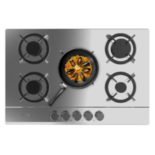 Bolero Squad GN 5200S Inox Placa de gas, 5 fuegos, preparada para instalación a GAS NATURAL acabado en acero inoxidable, parrillas individuales de hierro fundido, potencia de 11kW, quemador WOK triple corona, encendido eléctrico, sistema de seguridad de las válvulas, para gas natural y accesorio para la conversión de gas incluído.