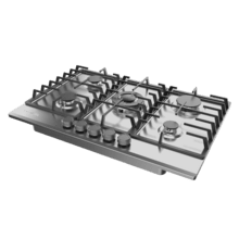 Bolero Squad GN 5200F Inox Placa de gas, 5 fuegos, preparada para instalación a GAS NATURAL acabado en acero inoxidable, parrillas completas de hierro fundido, potencia de 11kW, quemador WOK triple corona, encendido eléctrico, sistema de seguridad de las válvulas, para gas natural y accesorio para la conversión de gas incluído.