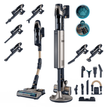 Conga Rockstar RZ500 AI AquaPet Flex Station Aspirador vertical con base de autovaciado. 410 AW y 1250 W. Tubo flexible. Inteligencia Artificial. Cepillo para animales y accesorio WaterTank de fregado.