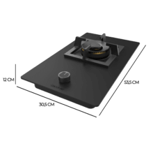 Bolero Squad GN 1800S Eternal Nano Glass Placa de gas, 1 fuego, preparada para instalación a GAS NATURAL acabado en cristal negro mate, parrilla individual de hierro fundido, potencia de 5,6kW, quemador Eternal, encendido eléctrico, sistema de seguridad de las válvulas, para gas natural y accesorios para la conversión de gas incluído.