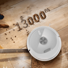 Robot aspirapolvere Conga M60 Pearl con navigazione laser. Potenza di aspirazione del motore di 13000 Pa. Autonomia fino a 200 minuti in modalità Eco. Spazzola multifunzionale adatta a tutti i tipi di superfici. Compatibile con Bluetooth e Wi-Fi per reti a 2,4 GHz.